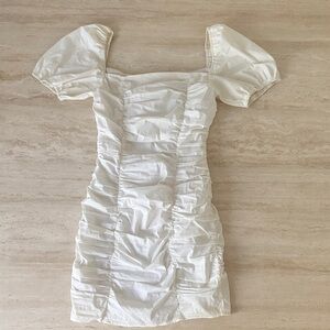 Superdown White Ruched Mini Dress